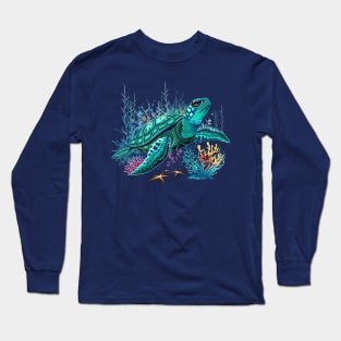 Sea turtle watercolor Style Summer Ocean Vibes Long Sleeve T-Shirt